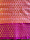 Banarasee Handwoven Soft Semi Silk Saree With Contrast Border Design-Peach