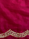 Banarasee Organza Silk Shibori Dyed Hand-work Scallop Border Saree & Contrast Blouse-Pink