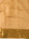 Banarasee Handwoven Broad Border Tissue Saree With Embroidered Floral Design-Gold