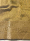 Banarasee Handwoven Shibori Tissue Zari Border Saree-Olive Green