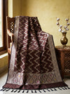Banarasee Katan Silk Dupatta With Zari Woven Design-Deep Brown