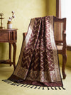 Banarasee Katan Silk Dupatta With Zari Woven Design-Deep Brown