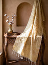 Banarasee Katan Silk Dupatta With Zari Woven Design-Cream