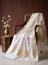 Banarasee Katan Silk Dupatta With Zari Woven Design-White
