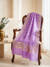 Banarasee Katan Silk Dupatta With Zari Woven Design-Lavender