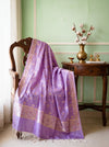 Banarasee Katan Silk Dupatta With Zari Woven Design-Lavender