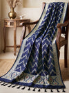 Banarasee Katan Silk Dupatta With Zari Woven Design-Navy Blue