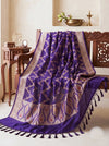 Banarasee Katan Silk Dupatta With Zari Woven Design-Violet