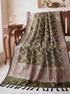 Banarasee Katan Silk Dupatta With Zari Woven Design-Sage Green