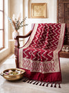 Banarasee Katan Silk Dupatta With Zari Woven Design-Deep Red