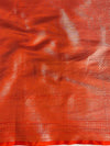 Banarasee Handloom Semi-Dupion Saree With Contrast Border & Gold Zari-Magenta & Orange