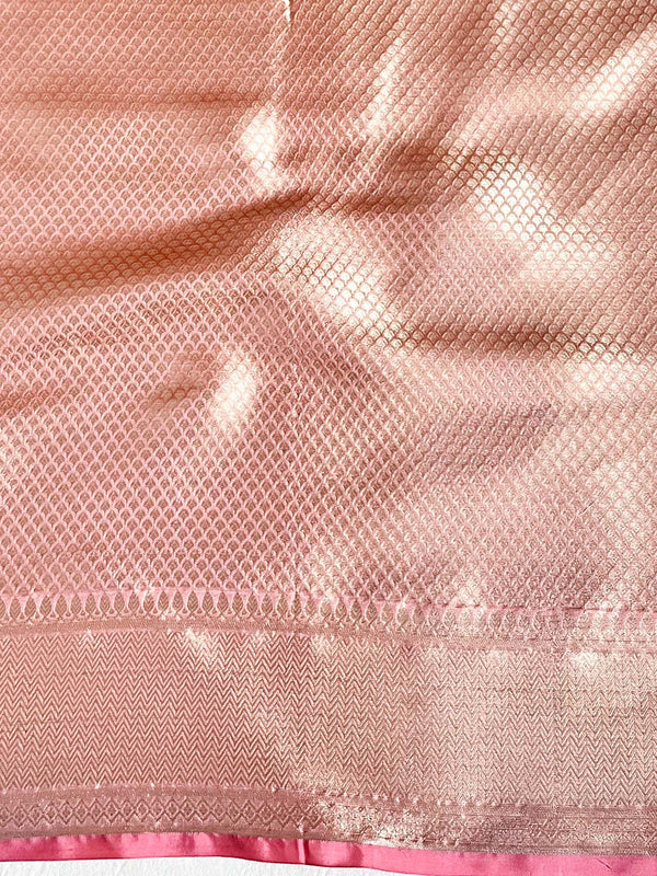 Banarasee Tissue Saree Buta Design With Zari Border-Grey