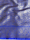 Banarasee Handloom Mirror Work Dupion Saree With Contrast Border-Pink & Blue