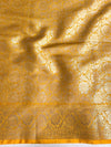 Banarasee Handloom Mirror Work Dupion Saree With Contrast Border-Light Green & Yellow
