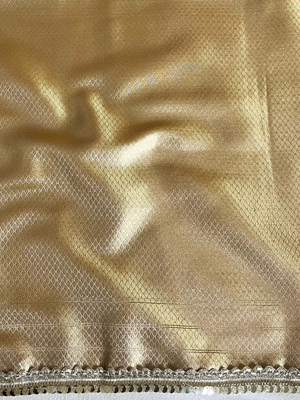 Banarasee Handwoven Tissue Saree Zari Border & Buta Design With Lace-Y