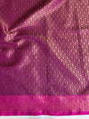 Banarasee Handwoven Contrast Border Tissue Saree-Dark Teal Green