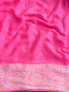 Banarasee Pure Chiffon Saree With Silver Zari Work-Neon Pink