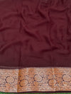 Banarasee Pure Chiffon Saree Zari Jaal Design-Maroon