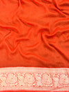 Banarasee Pure Chiffon Saree Zari Jaal Design-Orange