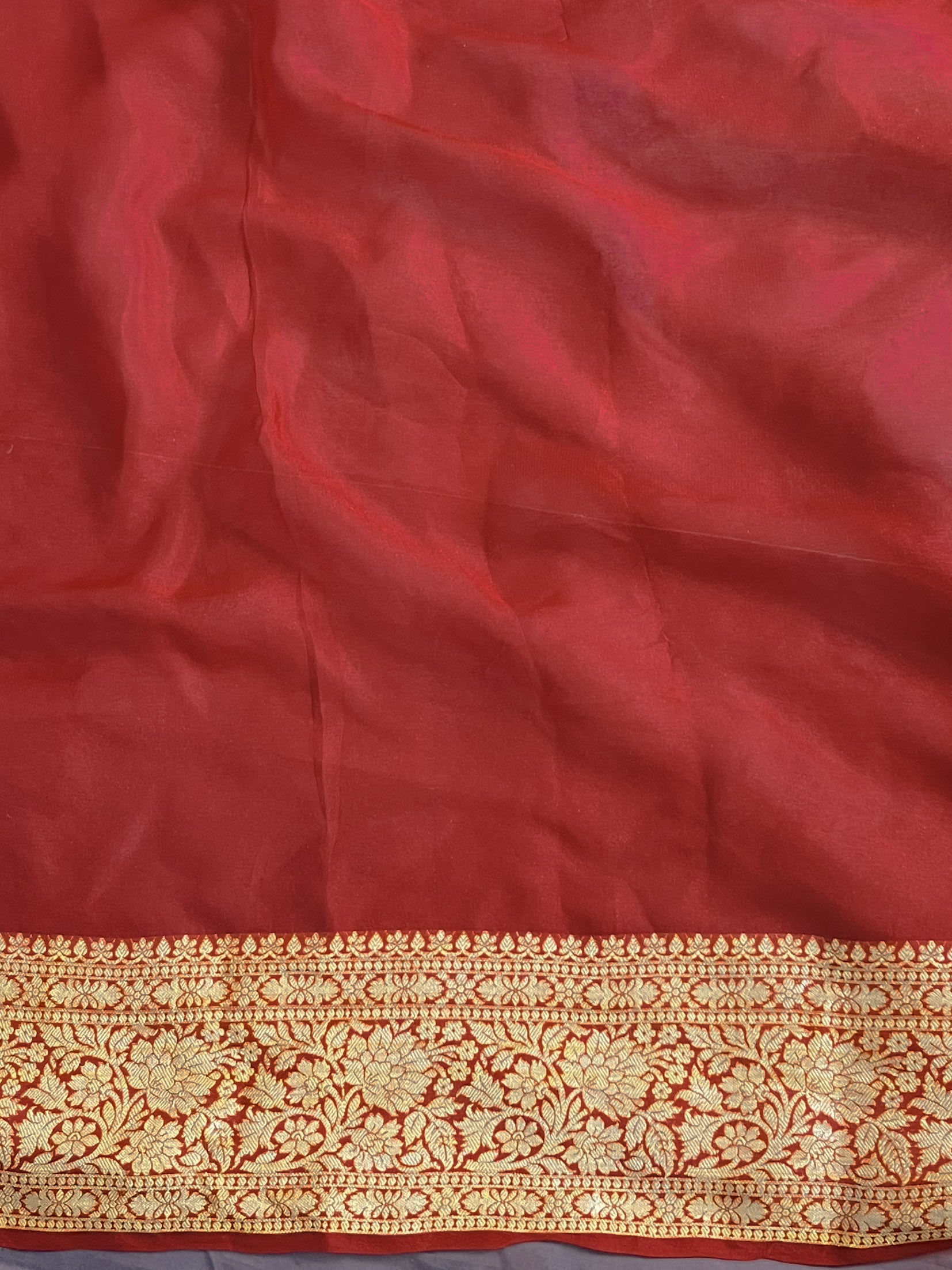 Banarasee Pure Chiffon Saree With Resham Zari Work-Maroon