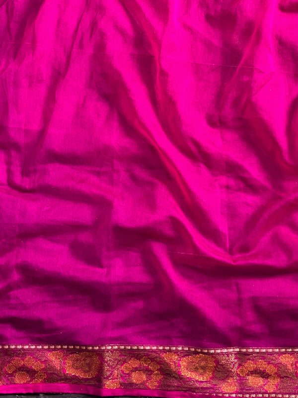 Banarasee Handwoven Georgette Saree Zari Design-Pink