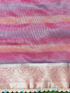 Banarasee Handwoven Crushed Tissue Saree With Lace-Multicolor