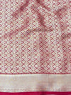 Banarasee Handwoven Semi Silk Plain Saree With Zari Border-Green & Pink