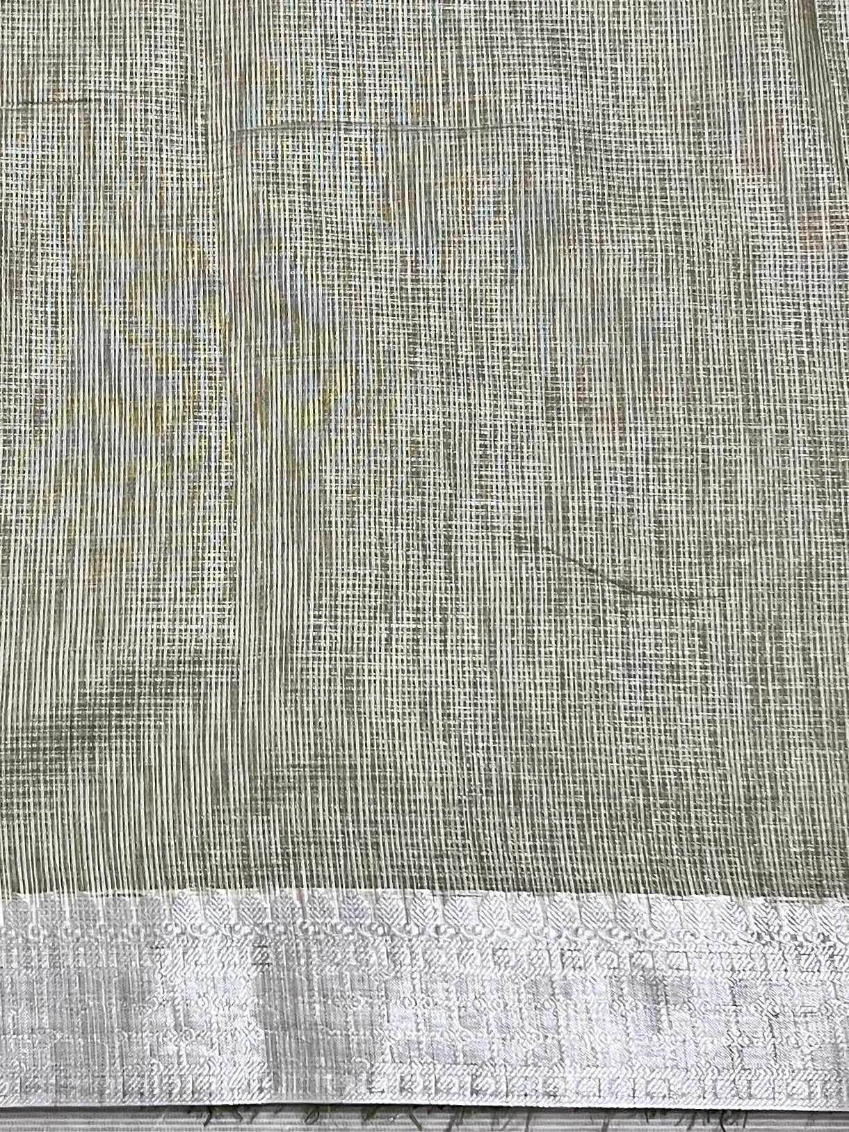 Banarasee Handwoven Plain Tissue Skirt Border Saree-Grey