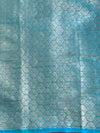 Banarasee Handwoven Plain Crushed Tissue Saree With Zari Border-Blue