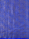 Banarasee Handwoven Semi Silk Plain Saree With Zari Border-Royal Blue