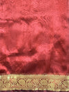 Banarasee Handwoven Plain Tissue Saree Zari Border With Lace-Maroon