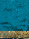 Banarasee Handwoven Plain Tissue Saree Zari Border With Lace-Teal Blue
