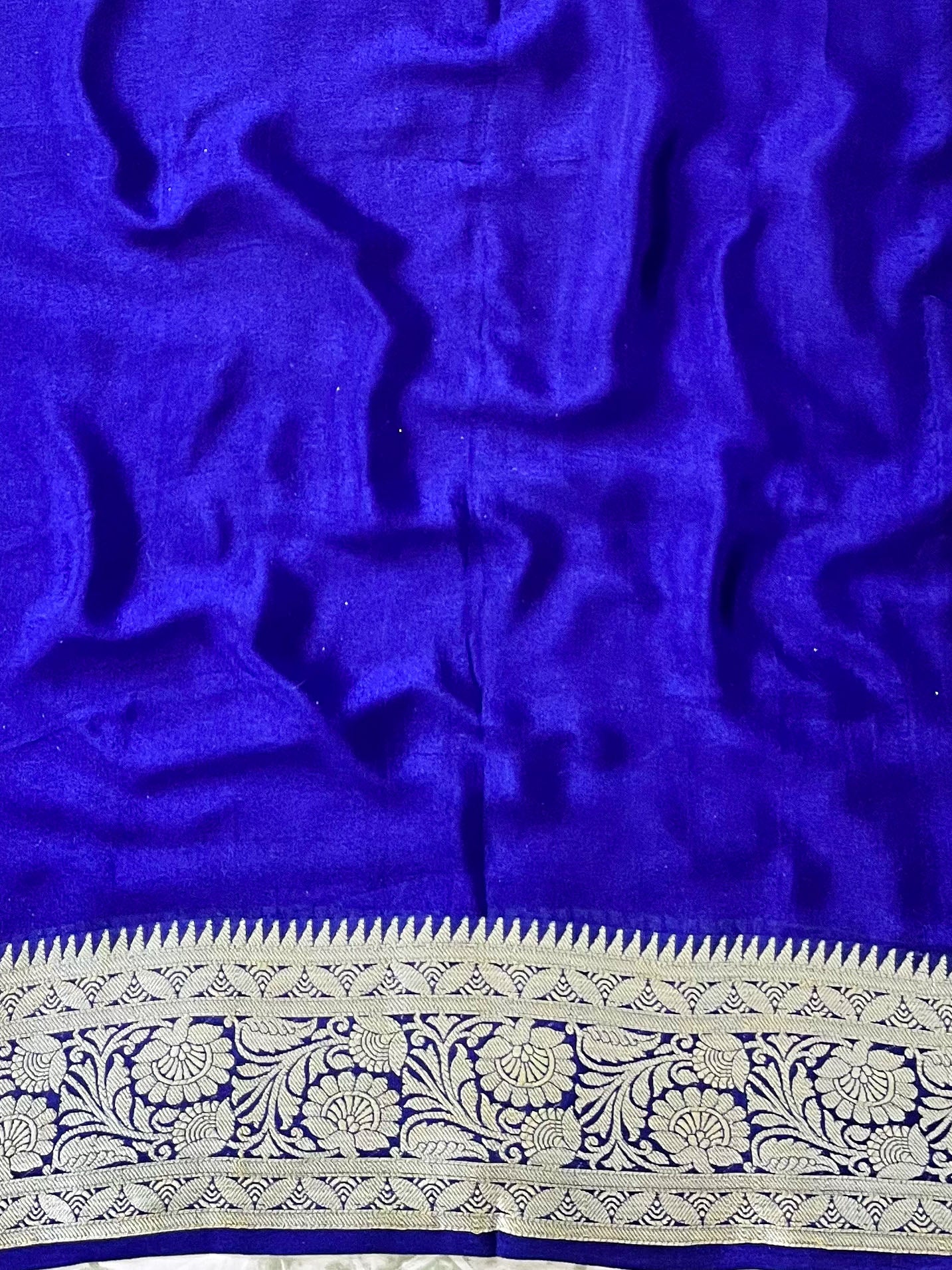Banarasee Pure Chiffon Saree With Resham Zari Work-Blue