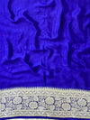 Banarasee Pure Chiffon Saree With Resham Zari Work-Blue