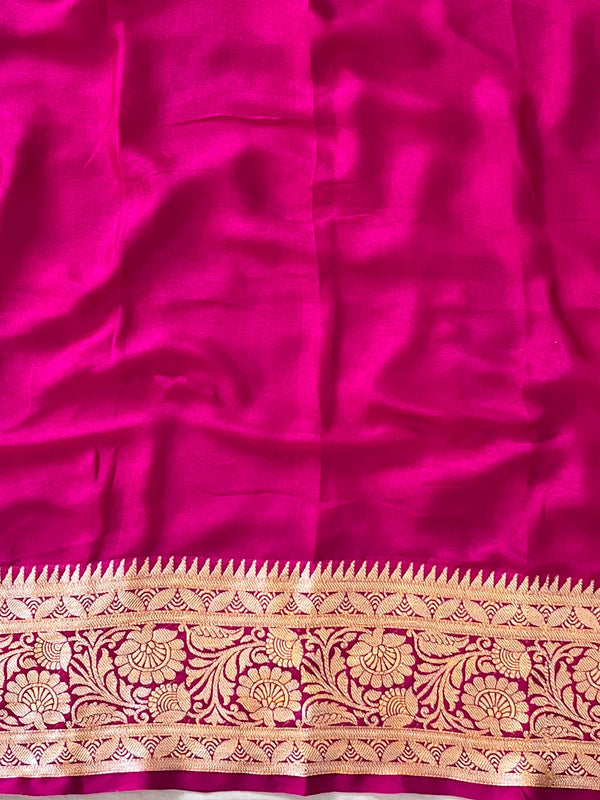Banarasee Pure Chiffon Saree With Resham Zari Work-Green