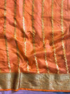 Banarasee Organza Saree With Antique Zari Buta Design-Orange