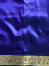 Banarasee Handwoven Plain Tissue Saree Zari Border With Lace-Royal Blue