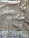 Banarasee Handwoven Plain Tissue Saree With Zari Border-Grey