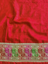 Banarasee Semi Georgette Saree With Resham Buta Design & Border-Red
