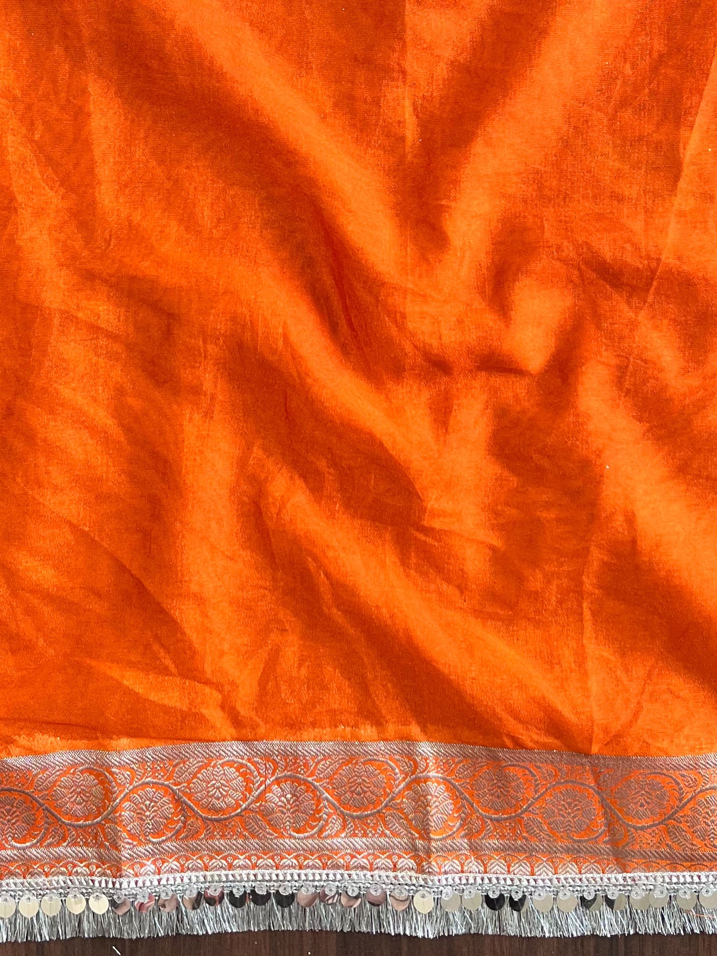 Banarasee Handwoven Semi-Chiffon Saree With Silver Zari & Lace-Pink