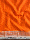 Banarasee Handwoven Semi-Chiffon Saree With Silver Zari & Lace-Pink