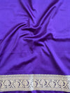 Banarasee Handloom Mashru Silk Saree Zari Buta & Border With Lace-Violet