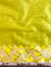 Banarasee Organza Saree With Gold Zari Jaal Design & Dual Color-Green & Yellow