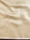 Banarasee Handwoven Tissue Saree With Silver Zari Jaal Design & Broder-Silver