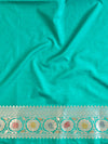 Banarasee Handwoven Semi Katan Saree With Hand Paint Zari Jaal Design & Lace-Spring Green