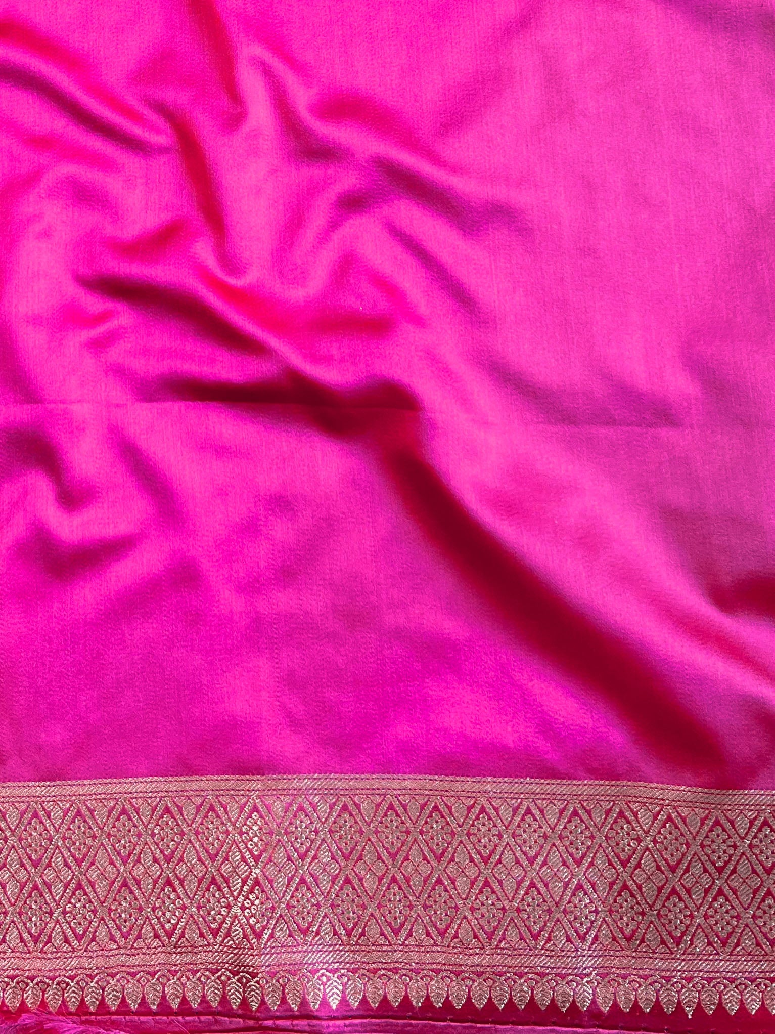 Banarasee Handloom Mashru Silk Saree Zari Border With Lace-Pink