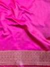 Banarasee Handloom Mashru Silk Saree Zari Border With Lace-Pink