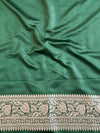 Banarasee Handloom Mashru Silk Saree With Contrast Zari Border & Lace-Onion Pink & Green