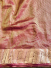 Banarasee Handwoven Semi Silk Saree With Zari Design & Lace-Maroon