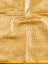 Banarasee Handwoven Mirror Work Crushed Tissue Saree With Border & Lace-Gold